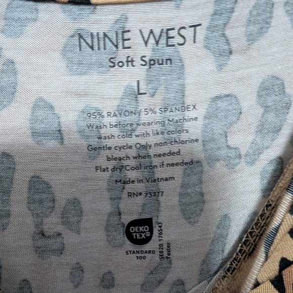 Nine West Essential Easy High-Neck Tank Tan Jana Leopard Size Large (EUC) - Picture 5 of 6